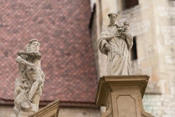 Wall Mural - Fence with statues of the apostles. Made in 1772 by David Geel from Pinchow limestone. Heavily damaged due to acid rain.