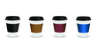 Takeaway Hot coffee cup, Can be any kind of hot drink like Hot green tea latte, Hot latte coffee or Cappuccino in white paper cup with brown and red brown sleeves  lid and shadow in white background