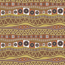 Geometric Seamless Pattern On The Them.e Of African Ornaments In Ocher Brown Colors.