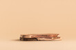 © mallmo - Background for product cosmetics, food or jewellery. Rustic wood pieces podium. Front view.