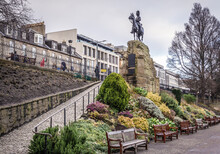 Monument Of Royal Scots Greys Monument In Princes Street Gardens, Edinburgh City, Scotland