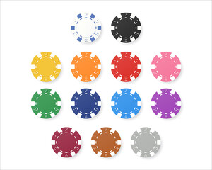 Fototapete - Set of gambling game like poker dice or roulette chips