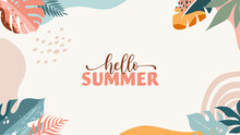 Bohemian Summer, Modern Summer Sale Background And Banner Design Of Rainbow, Flamingo, Pineapple, Ice Cream And Watermelon 