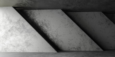 Poster - abstract concrete wall geometric shape architecture 3d render illustration
