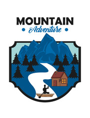 Sticker - mountain patch with river