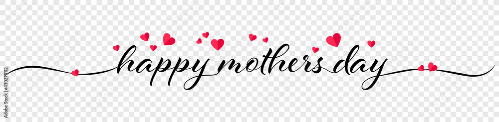 Happy mothers day calligraphy banner illustration with hearts isolated - obrazy, fototapety, plakaty 