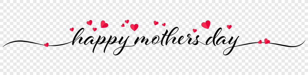 Wall Mural - Happy mothers day calligraphy banner illustration with hearts isolated