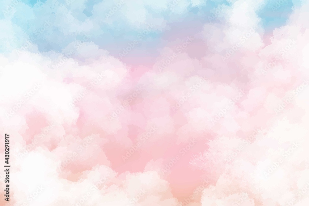 Hand painted watercolor pastel sky cloud background - obrazy, fototapety, plakaty 