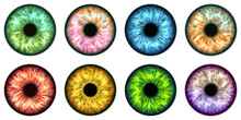 Closeup Of Colorful Real Human Iris And Pupil Texture Background.
