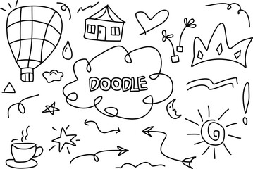 Poster - Abstract Hand drawn set elements, for concept design. Sketch vector illustration.  scribble doodle