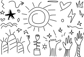 Poster - Abstract Hand drawn set elements, for concept design. Sketch vector illustration.  scribble doodle