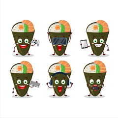 Sticker - Temaki cartoon character are playing games with various cute emoticons