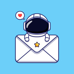 Wall Mural - Cute astronaut hugging big envelope