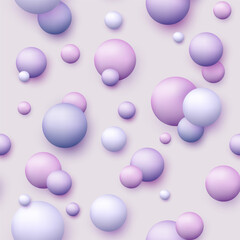 Poster - Vector dynamic background with colorful realistic 3d balls. Round sphere in pearls pastel colors on backdrop. Powder balls, foundation, powder, blush, meteorites.