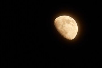 Moon two thirds 66%  phase photographed through a long focal telescope.