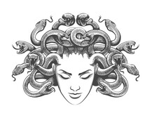 Medusa Drawn In Tattoo Style
