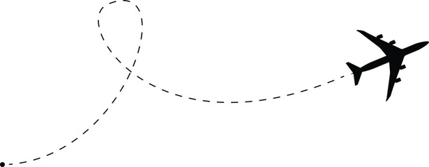 airplane line path vector icon of air plane flight route