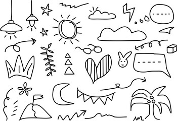 Poster - Set of Hand drawn abstract scribble doodle. Sketch illustration vector 