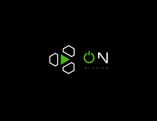 Poster - Play button for innovation technology interface. Start and launch icon, hud and gui design element. Digital multimedia logo template for music, video, audio player sign. Vector illustration.