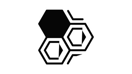 Poster - Hexagonal honeycomb icon animation outline best object on white background