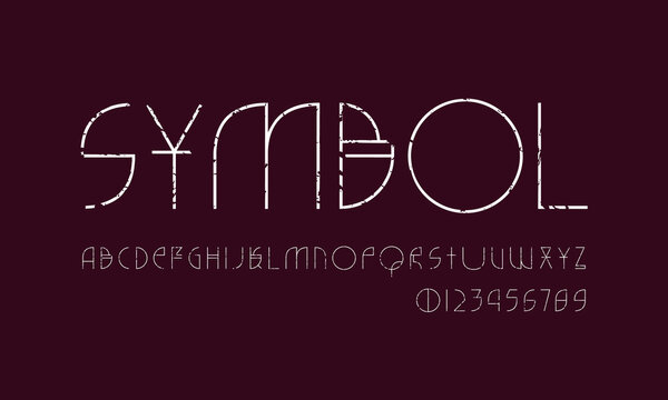Decorative geometric sans serif font in the style of alien signs