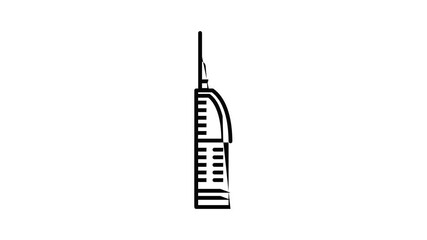 Poster - Modern tower icon animation outline best object on white background
