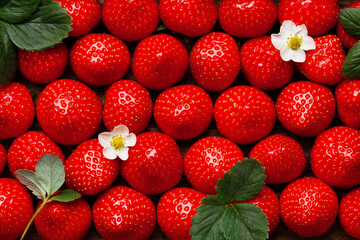 Poster - Ripe garden strawberry closeup