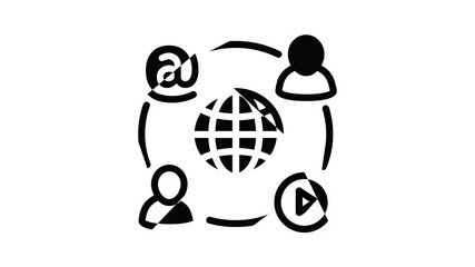 Poster - Social networks icon animation outline best object on white background