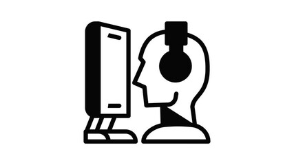 Poster - User and computer icon animation outline best object on white background