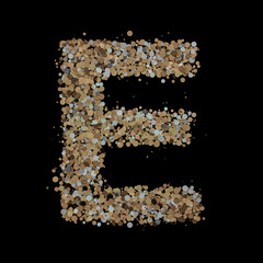 Wall Mural - Light gold letter E on the background. 3D