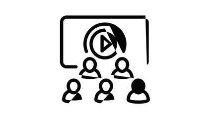 Poster - Multiple video viewing icon animation outline best object on white background