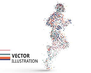 Wall Mural - Running man composed of colored dots, vector illustration.