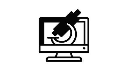 Poster - Microscope on the monitor icon animation outline best object on white background