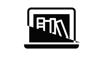 Poster - Laptop library icon animation outline best object on white background