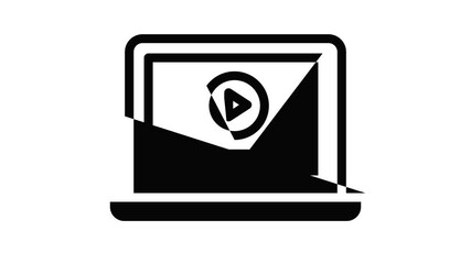 Poster - Video clip on a laptop icon animation outline best object on white background