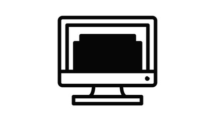 Poster - Computer internet book icon animation outline best object on white background