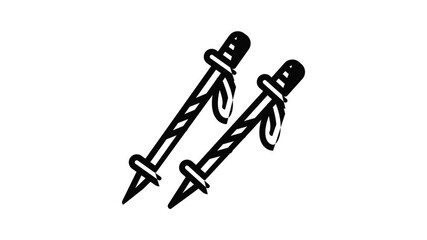 Poster - Ski sticks icon animation outline best object on white background
