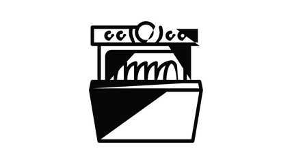 Poster - Home dishwasher icon animation outline best object on white background