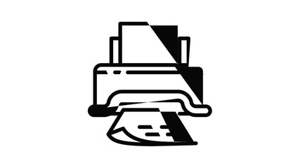 Poster - Paper document printer icon animation outline best object on white background