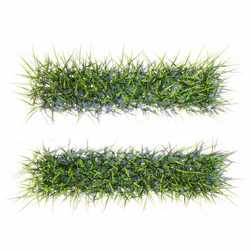 Concept or conceptual green summer lawn grass symbol isolated  white background, equal sign.  3d illustration metaphor for nature, conservation, organic, growth, environment, ecology, spring or summer