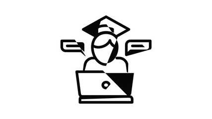 Poster - Boy webinar icon animation outline best object on white background