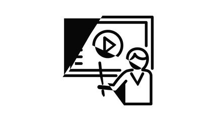 Poster - Webinar teacher icon animation outline best object on white background