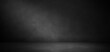© OneClic - Dark concrete wall and floor texture background with lighting, Neutral three dimensional room in the dark  for mock up or product display