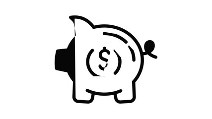 Poster - Money piggy bank icon animation outline best object on white background