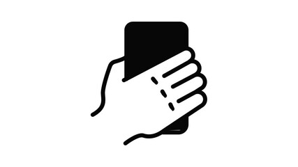 Poster - Smartphone hand selfie icon animation outline best object on white background