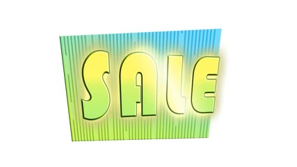 Sticker - signboard glowing text sale loop rotation. 3d rendering