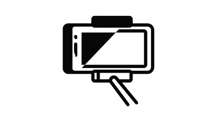 Poster - Smartphone selfie icon animation outline best object on white background