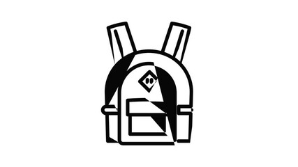 Poster - School backpack icon animation outline best object on white background