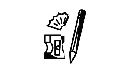 Poster - Pencil sharpener icon animation outline best object on white background