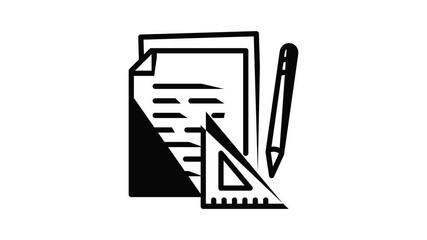 Poster - School tools icon animation outline best object on white background